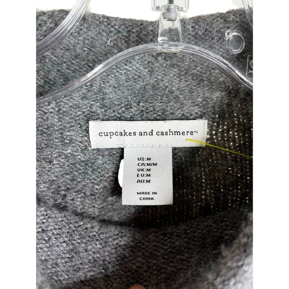 Cupcakes & Cashmere Tunic Sweater Womens Medium Gray Long Sleeve Rolled Hem - Picture 2 of 9